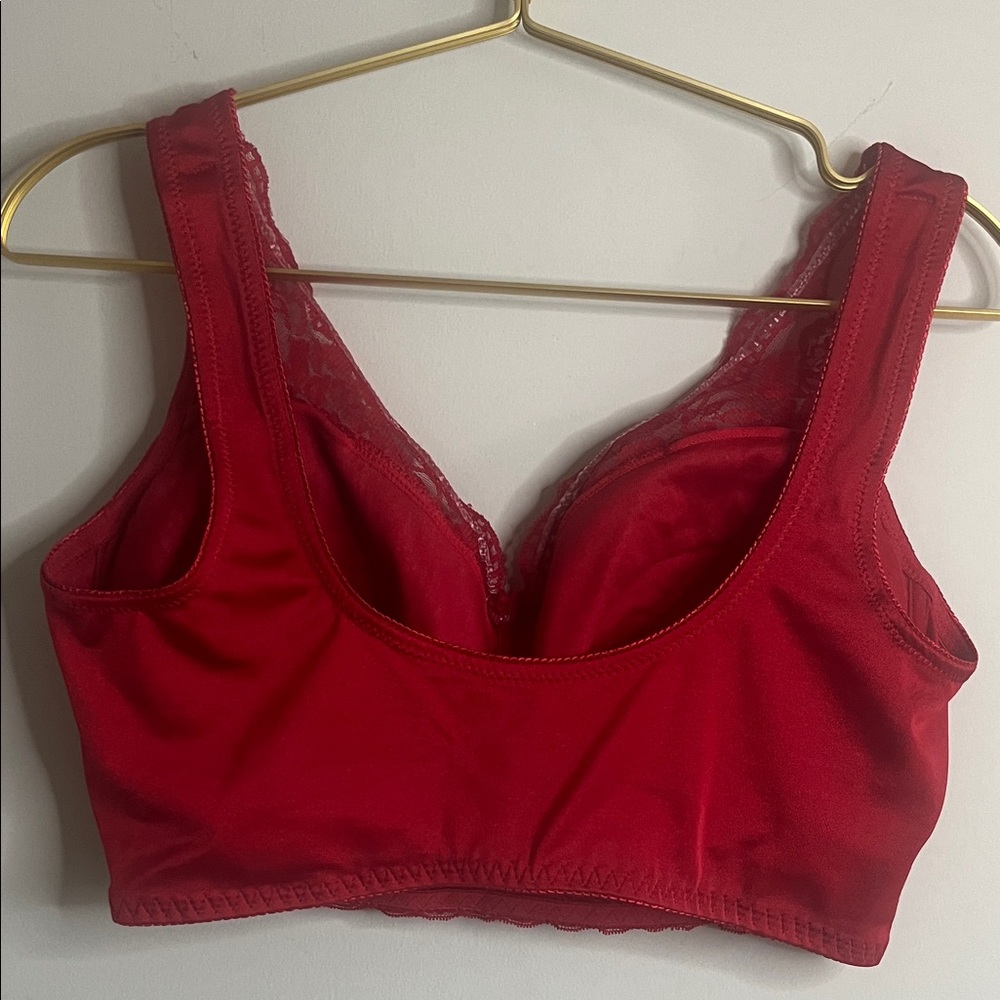 Elegant Red Lace Bralette with Removable Padding - XL - Picture 5 of 7